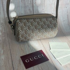 $2,400 New, Authentic GUCCI MINI SHOULDER BAG WITH GG SHADOW crossbody purse bag